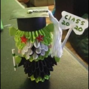 Graduation bear with tassels. 3d origami